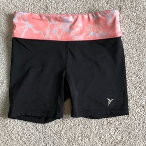 Black and coral athletic shorts